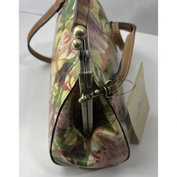 NWT Patricia Nash Kelmscott Frame Bag Leather Satchel Crossbody Seashells Floral - Picture 5 of 13